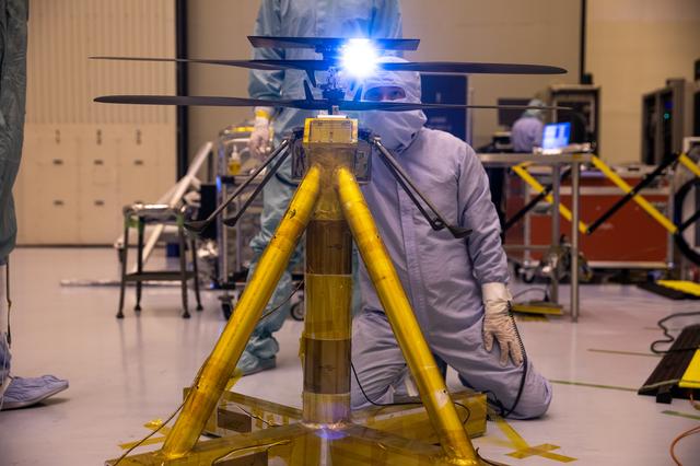 NASA image: Mars Cruise Stage on Rotation Fixture and Helicopter Functional 