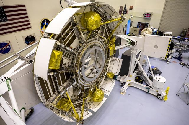 NASA image: Mars Cruise Stage on Rotation Fixture and Helicopter Functional 