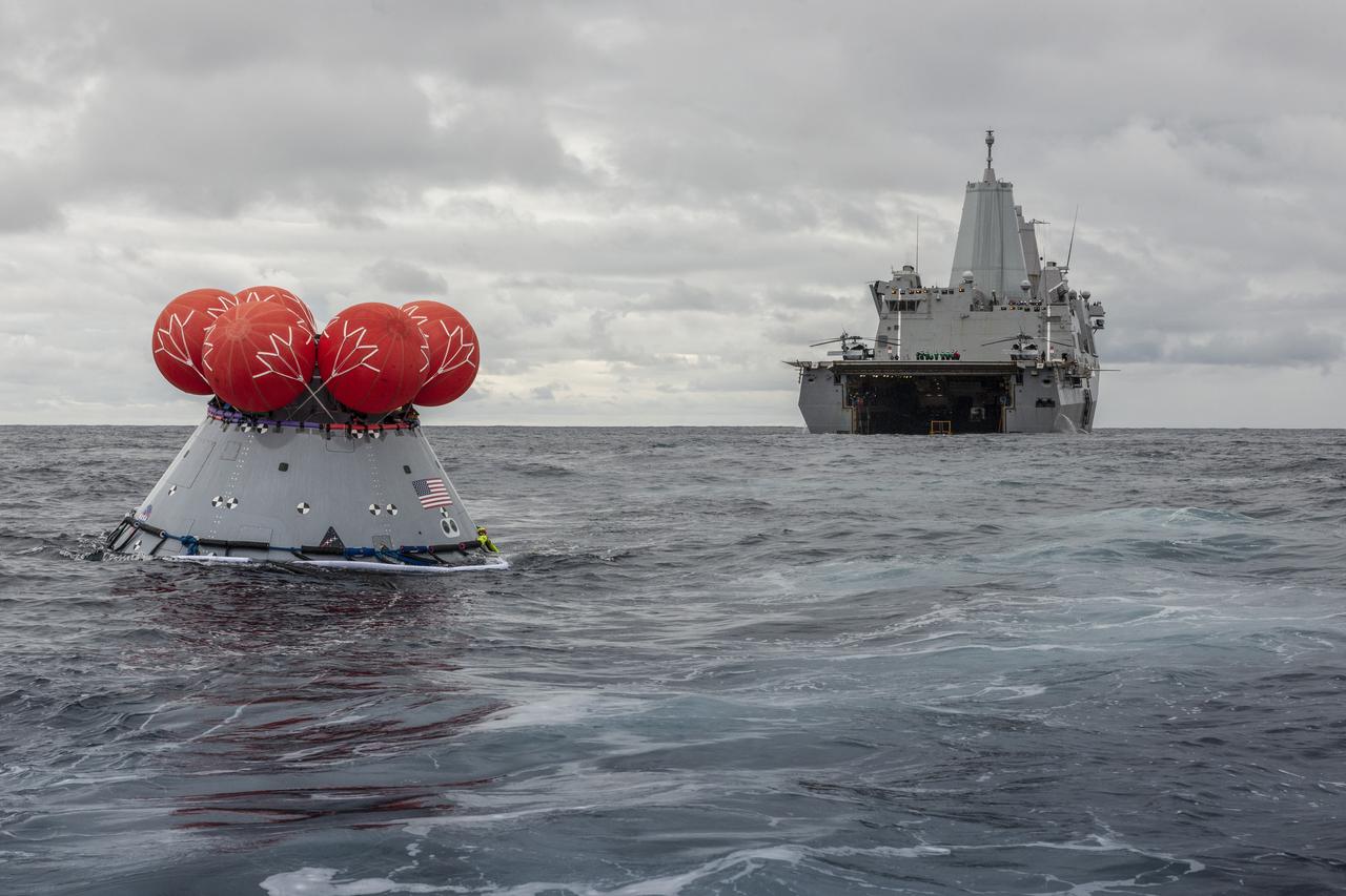 During Underway Recovery Test-8, NASA's Landing and Recovery team from Exploration Ground Systems at Kennedy Space Center performed their first full mission profile test of the recovery procedures for Artemis I aboard the USS John P. Murtha in the Pacific Ocean. Artemis I will be the first integrated flight test of NASA's Deep Space Exploration Systems: the Orion spacecraft, Space Launch System rocket, with the newly upgraded Exploration Ground Systems at Kennedy Space Center.