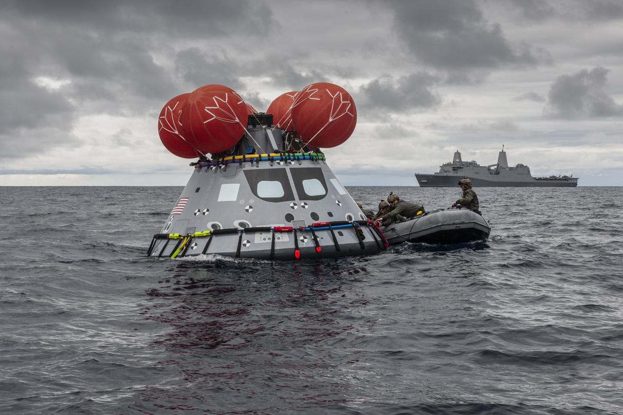 During Underway Recovery Test-8, NASA's Landing and Recovery team from Exploration Ground Systems at Kennedy Space Center performed their first full mission profile test of the recovery procedures for Artemis I aboard the USS John P. Murtha in the Pacific Ocean. Artemis I will be the first integrated flight test of NASA's Deep Space Exploration Systems: the Orion spacecraft, Space Launch System rocket, with the newly upgraded Exploration Ground Systems at Kennedy Space Center.