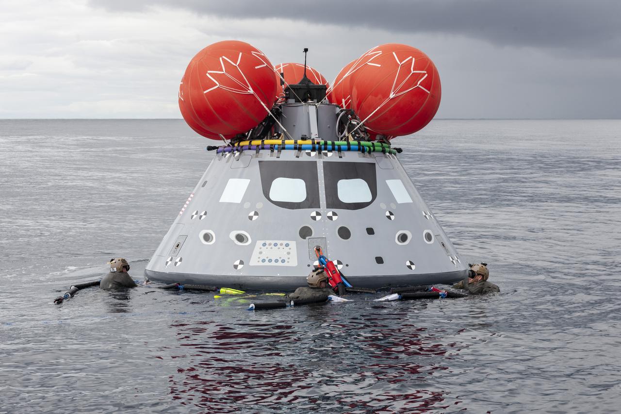 During Underway Recovery Test-8, NASA's Landing and Recovery team from Exploration Ground Systems at Kennedy Space Center performed their first full mission profile test of the recovery procedures for Artemis I aboard the USS John P. Murtha in the Pacific Ocean. Artemis I will be the first integrated flight test of NASA's Deep Space Exploration Systems: the Orion spacecraft, Space Launch System rocket, with the newly upgraded Exploration Ground Systems at Kennedy Space Center.