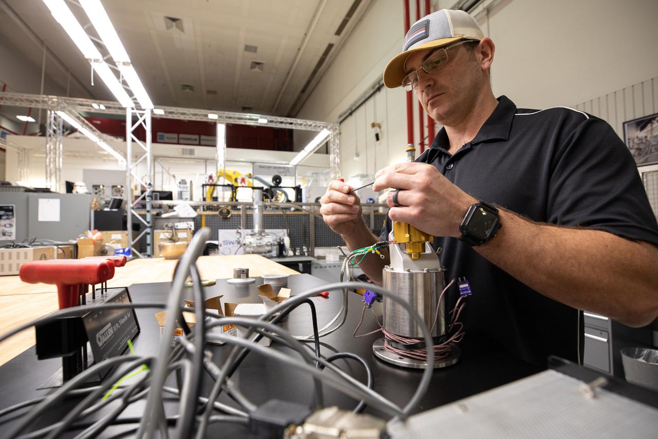 Researchers at NASA's Kennedy Space Center are testing the various types of seals for electric motors that drive the Volatiels Investigating Polar Exploration Rover, or VIPER, wheels at Swamp Works.
