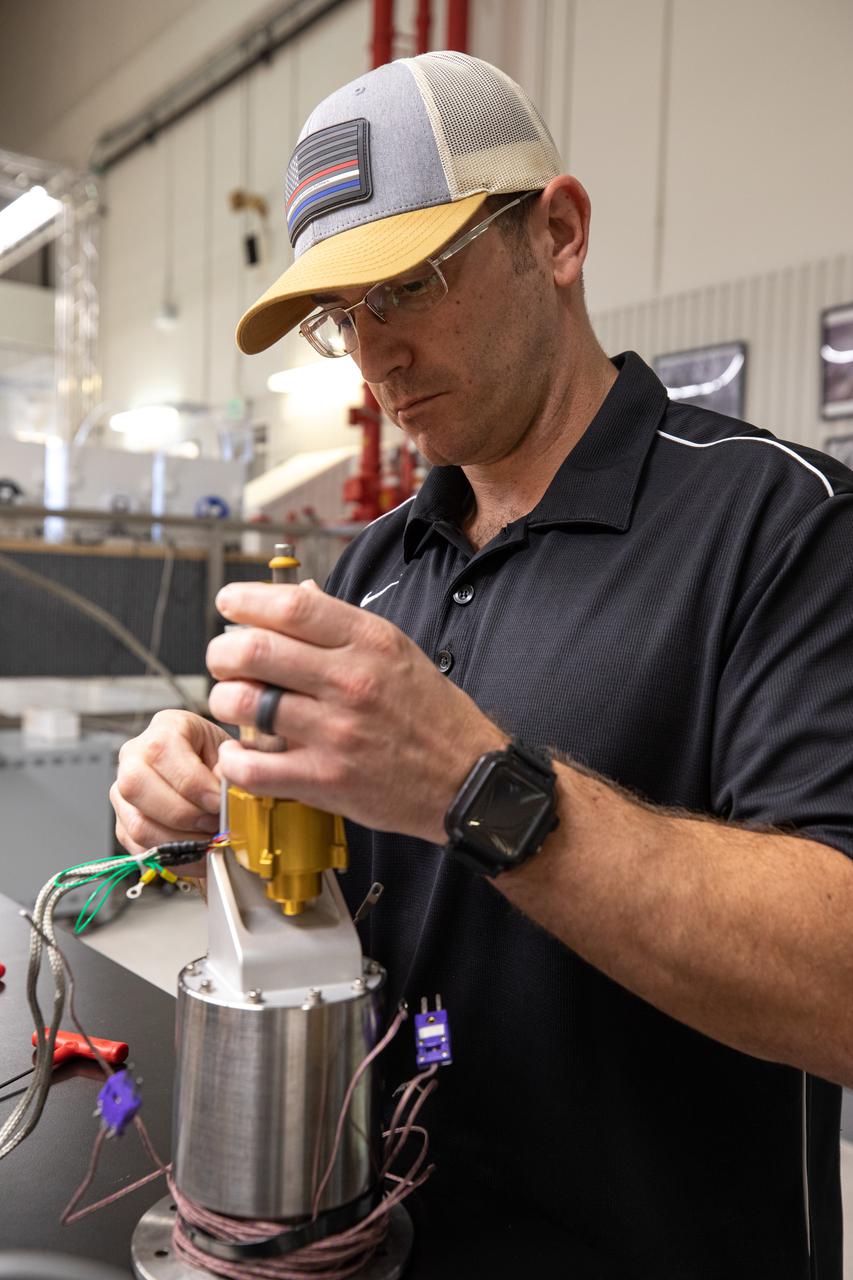 Researchers at NASA's Kennedy Space Center are testing the various types of seals for electric motors that drive the Volatiels Investigating Polar Exploration Rover, or VIPER, wheels at Swamp Works.