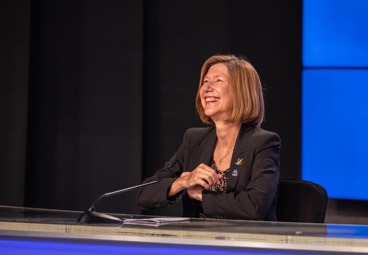 NASA’s Commercial Crew Program Manager, Kathy Lueders, participates in a postlaunch news conference inside the Press Site auditorium at the agency’s Kennedy Space Center in Florida on May 30, 2020, following the launch of NASA’s SpaceX Demo-2 mission to the International Space Station. Liftoff of the SpaceX Falcon 9 rocket and Crew Dragon spacecraft, carrying NASA astronauts Robert Behnken and Douglas Hurley, occurred at 3:22 p.m. EDT from historic Launch Complex 39A. Behnken and Hurley are the first astronauts to launch to the space station from U.S. soil since the end of the Space Shuttle Program in 2011. Part of NASA’s Commercial Crew Program, this will be SpaceX’s final flight test, paving the way for the agency to certify the crew transportation system for regular, crewed flights to the orbiting laboratory.