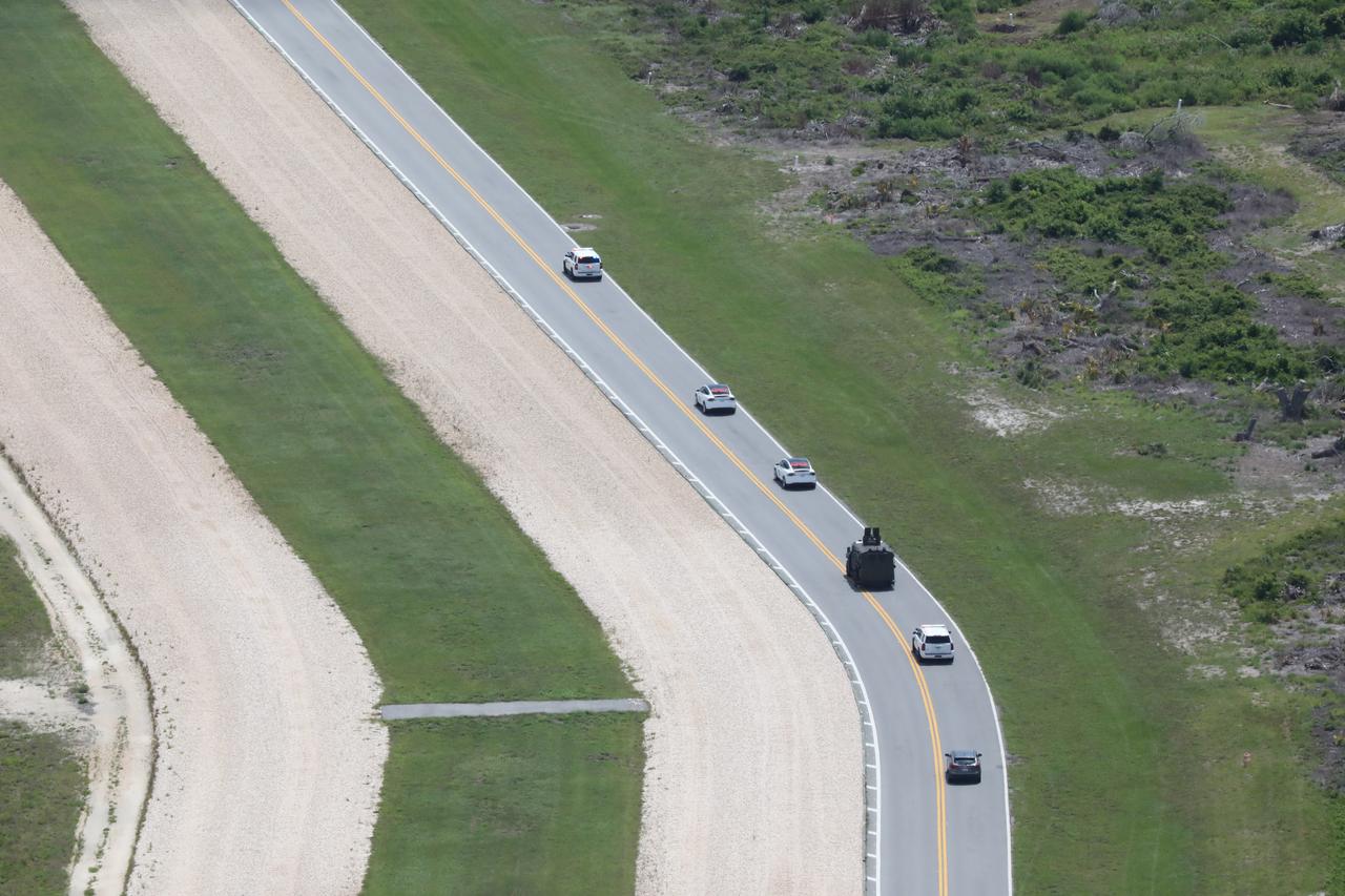 NASA astronauts Robert Behnken and Douglas Hurley make the journey from the Neil A. Armstrong Operations and Checkout Building to historic Launch Complex 39A at the agency’s Kennedy Space Center in Florida as they prepare to embark on NASA’s SpaceX Demo-2 mission on May 30, 2020. The astronauts are being transported to the launch pad in a Tesla Model X. Behnken and Hurley are the first astronauts to launch to the International Space Station from U.S. soil since the end of the Space Shuttle Program in 2011. Liftoff of the SpaceX Falcon 9 rocket and Crew Dragon spacecraft occurred at 3:22 p.m. EDT. Part of NASA’s Commercial Crew Program, this will be SpaceX’s final flight test, paving the way for the agency to certify the crew transportation system for regular, crewed flights to the orbiting laboratory.