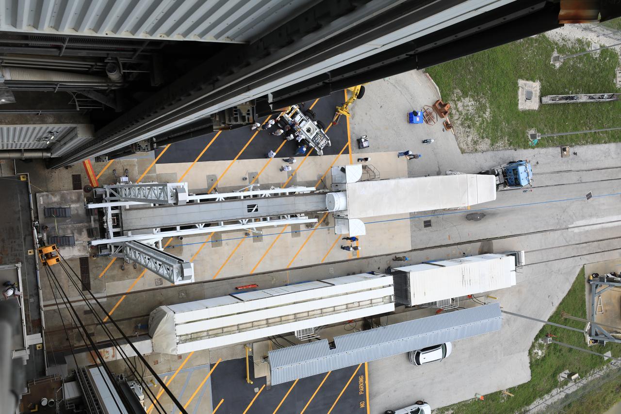 The second of four solid rocket boosters (SRB) for the United Launch Alliance Atlas V 541 rocket for NASA’s Mars 2020 mission with the Perseverance rover arrives at the Vertical Integration Facility (VIF) at Space Launch Complex 41 at Cape Canaveral Air Force Station (CCAFS) in Florida on June 3, 2020. The SRB will be prepared for lift and mating to the Atlas V booster in the VIF. The Mars Perseverance rover is scheduled to launch on July 20, 2020, atop the Atlas V rocket from Pad 41. The rover is part of NASA’s Mars Exploration Program, a long-term effort of robotic exploration of the Red Planet. The rover’s seven instruments will search for habitable conditions in the ancient past and signs of past microbial life on Mars. The Launch Services Program at Kennedy is responsible for launch management.