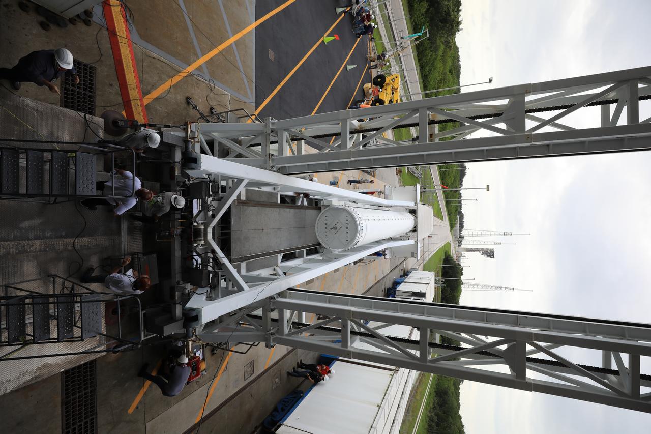 The second of four solid rocket boosters (SRB) for the United Launch Alliance Atlas V 541 rocket for NASA’s Mars 2020 mission with the Perseverance rover arrives at the Vertical Integration Facility (VIF) at Space Launch Complex 41 at Cape Canaveral Air Force Station (CCAFS) in Florida on June 3, 2020. The SRB will be prepared for lift and mating to the Atlas V booster in the VIF. The Mars Perseverance rover is scheduled to launch on July 20, 2020, atop the Atlas V rocket from Pad 41. The rover is part of NASA’s Mars Exploration Program, a long-term effort of robotic exploration of the Red Planet. The rover’s seven instruments will search for habitable conditions in the ancient past and signs of past microbial life on Mars. The Launch Services Program at Kennedy is responsible for launch management.
