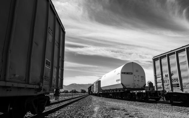 NASA image: Artemis I Booster Segments Railcar Transportation