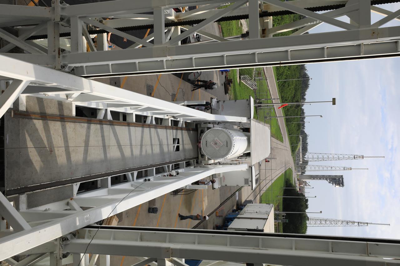 Preparations are underway to lift the third of four solid rocket boosters (SRB) for the United Launch Alliance Atlas V 541 rocket into the Vertical Integration Facility (VIF) at Space Launch Complex 41 at Cape Canaveral Air Force Station (CCAFS) in Florida on June 8, 2020. The SRB will be lifted and mated to the Atlas V booster in the VIF. The Mars Perseverance rover is scheduled to launch on July 20, 2020, atop the Atlas V rocket from Pad 41. The rover is part of NASA’s Mars Exploration Program, a long-term effort of robotic exploration of the Red Planet. The rover’s seven instruments will search for habitable conditions in the ancient past and signs of past microbial life on Mars. The Launch Services Program at Kennedy is responsible for launch management.