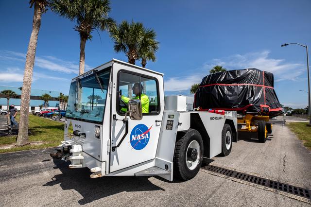 NASA image: Aft Skirt Delivery for Artemis I - Move from BFF to RPSF
