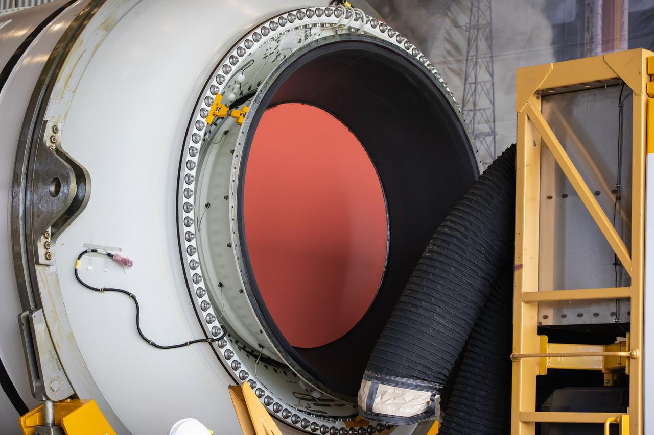 Two NASA Space Launch System (SLS) solid rocket boosters are readied for mating to the rocket’s two aft skirts on June 16, 2020, inside Kennedy Space Center’s Rotation, Processing and Surge Facility. Together, the twin boosters provide more than 75 percent of the total SLS thrust at launch. Manufactured by Northrop Grumman in Promontory, Utah, the boosters arrived at Kennedy via train. The cross-country journey was an important milestone for the agency’s Artemis I launch. The first in a series of increasingly complex missions, Artemis I will test the Orion spacecraft and SLS as an integrated system prior to crewed missions to the Moon. Once the boosters are mated with the aft skirts, they will be moved to the Vehicle Assembly Building for stacking on the mobile launcher.