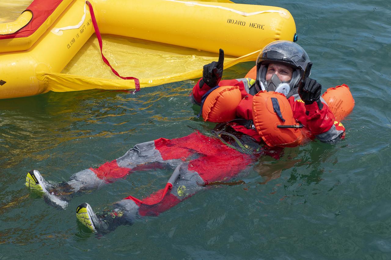 NASA astronaut Michael Hopkins, and spacecraft commander for the agency’s SpaceX Crew-1 mission, participates in an egress training exercise on July 21, 2020, in Florida. The exercise involved simulating an emergency situation after splashdown of the Crew Dragon spacecraft. Mission specialist Shannon Walker and pilot Victor Glover – both NASA astronauts – also participated in the training, along with Soichi Noguchi, mission specialist and Japan Aerospace Exploration Agency (JAXA) astronaut. Hopkins, Walker, Glover, and Noguchi will launch to the International Space Station from Launch Complex 39A at the agency’s Kennedy Space Center in Florida. Crew-1 will be the first operational mission to the orbiting laboratory under NASA’s Commercial Crew Program, following the agency’s certification of SpaceX’s crew transportation system.