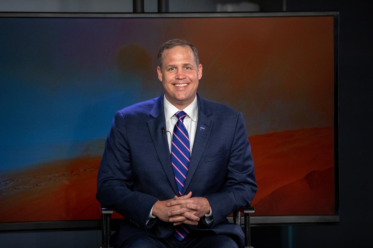NASA Administrator Jim Bridenstine participates in a Mars 2020 prelaunch news briefing at NASA’s Kennedy Space Center in Florida on July 27, 2020. The Mars Perseverance rover is scheduled to launch on July 30, on a United Launch Alliance Atlas V 541 rocket from Space Launch Complex 41 at nearby Cape Canaveral Air Force Station. The rover is part of NASA’s Mars Exploration Program, a long-term effort of robotic exploration of the Red Planet. The rover will search for habitable conditions in the ancient past and signs of past microbial life on Mars. The Launch Services Program at Kennedy is responsible for launch management. 