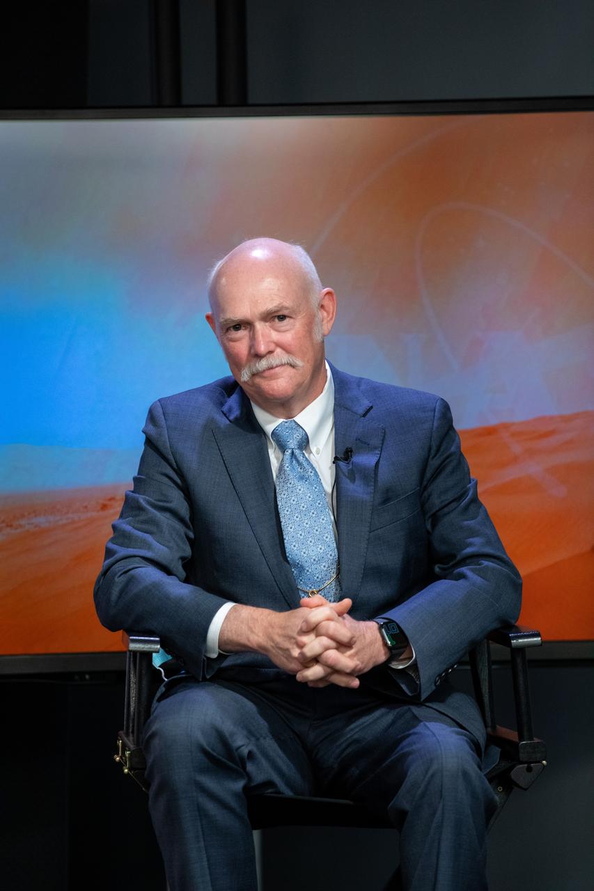 Tory Bruno, CEO with United Launch Alliance, participates in a Mars 2020 prelaunch news briefing at NASA’s Kennedy Space Center in Florida on July 27, 2020. The Mars Perseverance rover is scheduled to launch on July 30, on a United Launch Alliance Atlas V 541 rocket from Space Launch Complex 41 at nearby Cape Canaveral Air Force Station. The rover is part of NASA’s Mars Exploration Program, a long-term effort of robotic exploration of the Red Planet. The rover will search for habitable conditions in the ancient past and signs of past microbial life on Mars. The Launch Services Program at Kennedy is responsible for launch management.