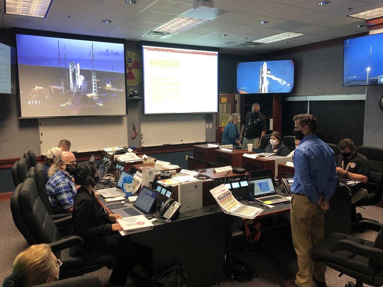 Joint Information Center (JIC), Emergency Operations Center (EOC) and Radiation Control Center (RADCC) members prepare for the launch of NASA’s Mars 2020 Perseverance rover and Ingenuity helicopter on July 30, 2020, at the agency’s Kennedy Space Center in Florida. JIC members include representatives on the local, regional and national level. Mars 2020 launched on a United Launch Alliance Atlas V 541 rocket from Space Launch Complex 41 at nearby Cape Canaveral Air Force Station. Liftoff was at 7:50 a.m. EDT. The rover is part of NASA’s Mars Exploration Program, a long-term effort of robotic exploration of the Red Planet. The rover will search for habitable conditions in the ancient past and signs of past microbial life on Mars. The Launch Services Program at Kennedy is responsible for launch management.