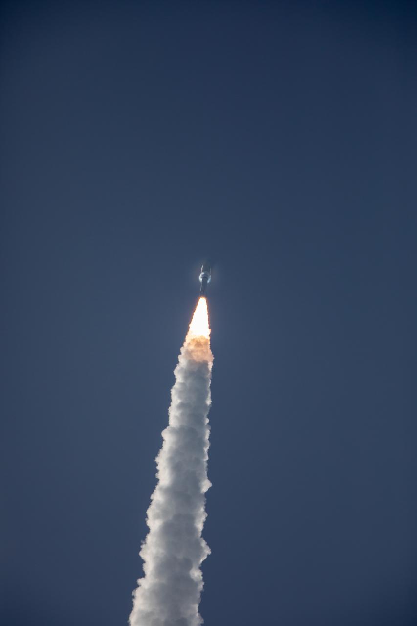 A United Launch Alliance Atlas V 541 rocket soars upward after lifting off from Space Launch Complex 41 at Cape Canaveral Air Force Station in Florida on July 30, 2020, at 7:50 a.m. EDT, carrying NASA’s Mars Perseverance rover and Ingenuity helicopter. The rover is part of NASA’s Mars Exploration Program, a long-term effort of robotic exploration of the Red Planet. The rover’s seven instruments will search for habitable conditions in the ancient past and signs of past microbial life on Mars. The Launch Services Program at Kennedy is responsible for launch management. 