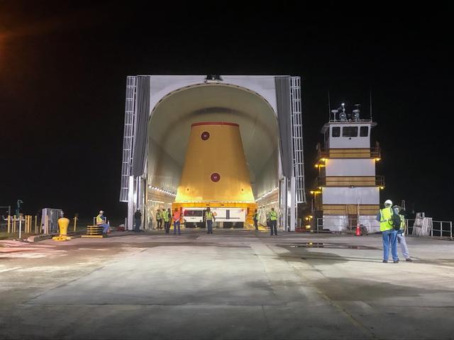 NASA image: Artemis I Launch Vehicle Stage Adapter Offload