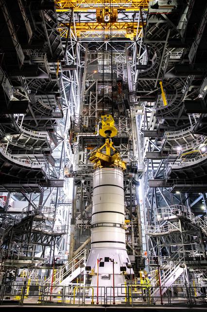 NASA image: Artemis SLS Booster Stacking Practice on ML
