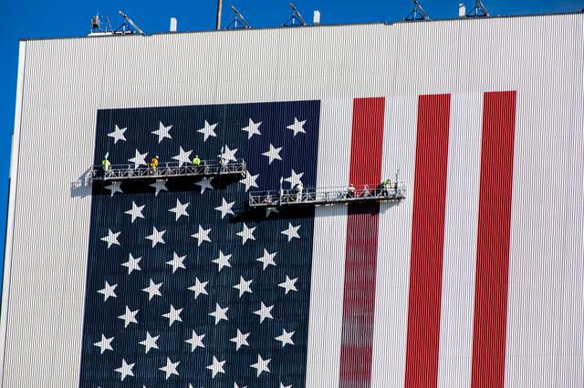 NASA image: Painting American Flag on VAB