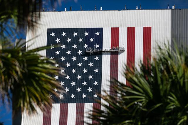 NASA image: Painting American Flag on VAB