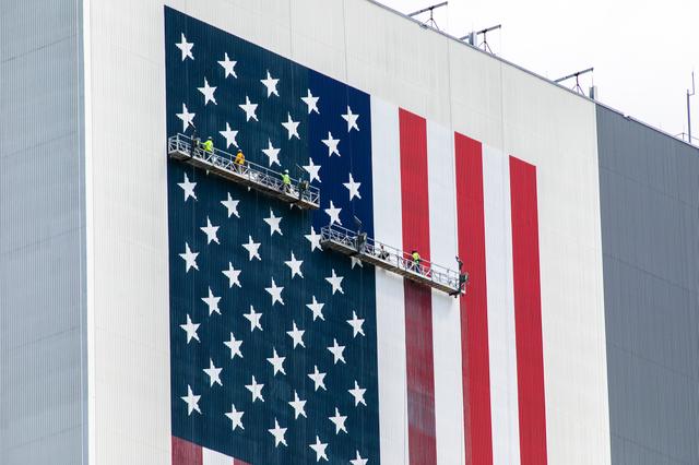 NASA image: Painting American Flag on VAB