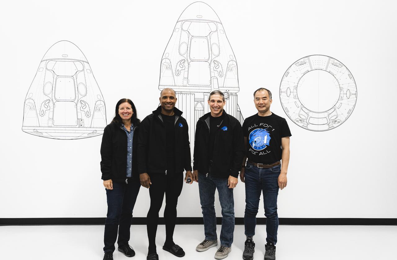 NASA’s SpaceX Crew-1 astronauts participate in crew equipment interface testing at SpaceX headquarters in Hawthorne, California, on Sept. 24, 2020. From left are mission specialist Shannon Walker, pilot Victor Glover, and Crew Dragon commander Michael Hopkins, all NASA astronauts, and mission specialist Soichi Noguchi, Japan Aerospace Exploration Agency (JAXA) astronaut. NASA’s SpaceX Crew-1 mission is the first crew rotational flight of a U.S. commercial spacecraft with astronauts to the International Space Station. The Crew-1 mission will launch from Launch Complex 39A at Kennedy Space Center in Florida. Crew-1 is part of NASA's Commercial Crew Program, which has returned human spaceflight capabilities to the U.S.