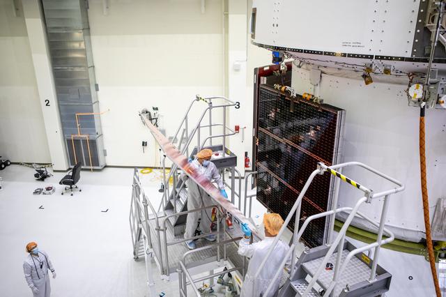 NASA image: Artemis I Solar Array Wing Installation