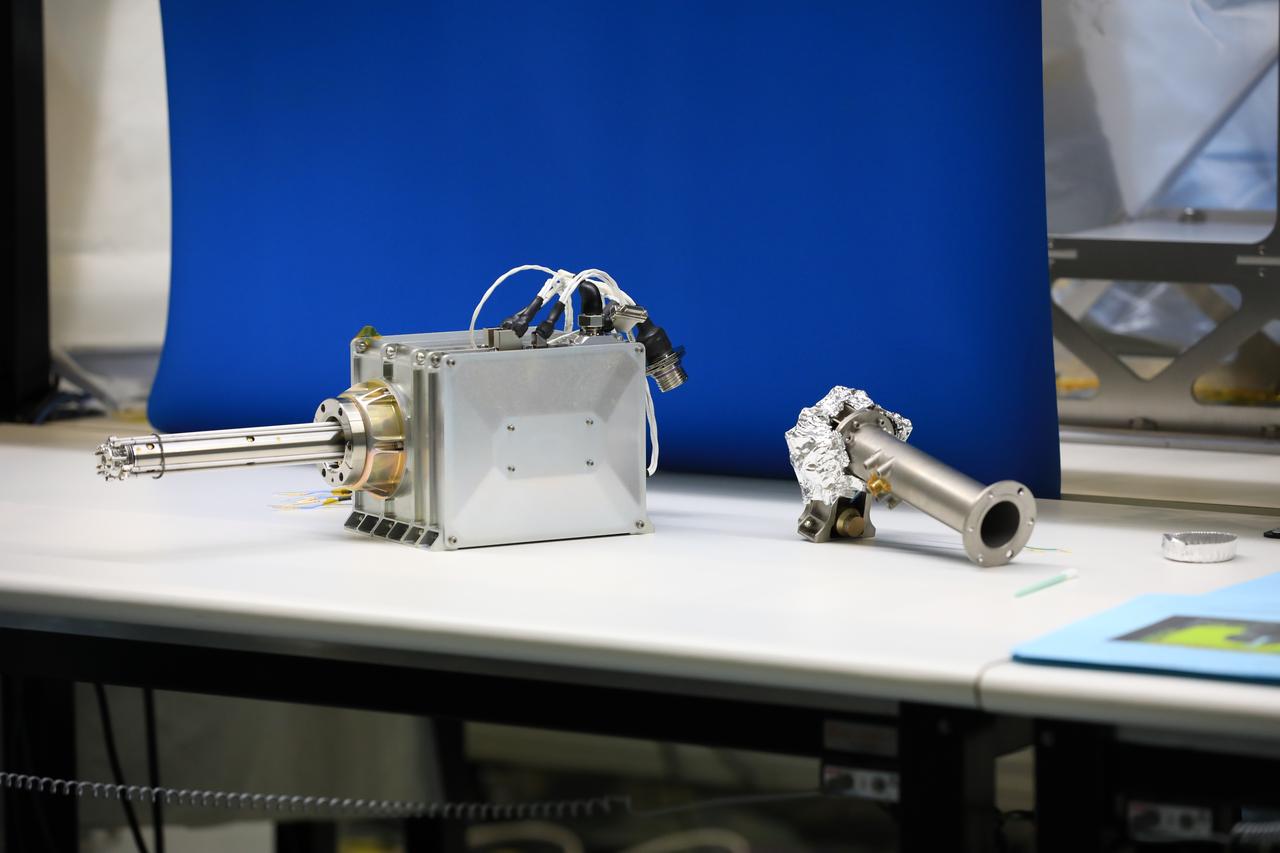 Instruments for the Mass Spectrometer observing lunar operations (MSolo) are in view inside the Space Station Processing Facility at NASA’s Kennedy Space Center in Florida on Sept. 25, 2020. MSolo is a commercial off-the-shelf mass spectrometer modified to work in space and it will help analyze the chemical makeup of landing sites on the Moon, as well as study water on the lunar surface. This work is preparing MSolo hardware for a robotic mission as part of the Commercial Lunar Payload Services (CLPS) launching to exploring Lacus Mortis, a large crater on the near side of the Moon in 2021. A future mission will send a mobile robot named the Volatiles Investigating Polar Exploration Rover (VIPER) to the Moon to prospect for water. VIPER will have several instruments that will allow it to detect and sample water including MSolo, the Neutron Spectrometer System, the Near Infrared Volatiles Spectrometer System and The Regolith and Ice Drill for Exploring New Terrain (TRIDENT).