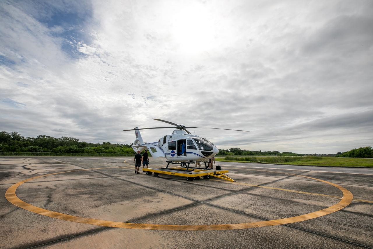 A new Airbus H135 (T3) helicopter arrives at the Launch and Landing Facility runway at NASA’s Kennedy Space Center in Florida on Sept. 30, 2020. A second H135 helicopter also was delivered on Sept. 30, and a third is expected to arrive in early 2021. The three H135 helicopters will replace the Bell Huey 2 security aircraft in service now, maintained by Kennedy’s Flight Operations team. These new helicopters provide a number of technological and safety advantages over the Hueys, such as more lifting power, greater stability in the air, and expanded medical capabilities. The team expects to fully transition to flying the two H135s later this year, and once the third arrives, the fleet’s upgrade will be complete.