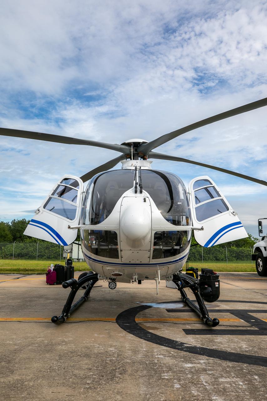 A new Airbus H135 (T3) helicopter arrives at the Launch and Landing Facility runway at NASA’s Kennedy Space Center in Florida on Sept. 30, 2020. A second H135 helicopter also was delivered on Sept. 30, and a third is expected to arrive in early 2021. The three H135 helicopters will replace the Bell Huey 2 security aircraft in service now, maintained by Kennedy’s Flight Operations team. These new helicopters provide a number of technological and safety advantages over the Hueys, such as more lifting power, greater stability in the air, and expanded medical capabilities. The team expects to fully transition to flying the two H135s later this year, and once the third arrives, the fleet’s upgrade will be complete.