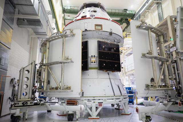 NASA image: Artemis I Spacecraft Adapter Jettison Fairing Install