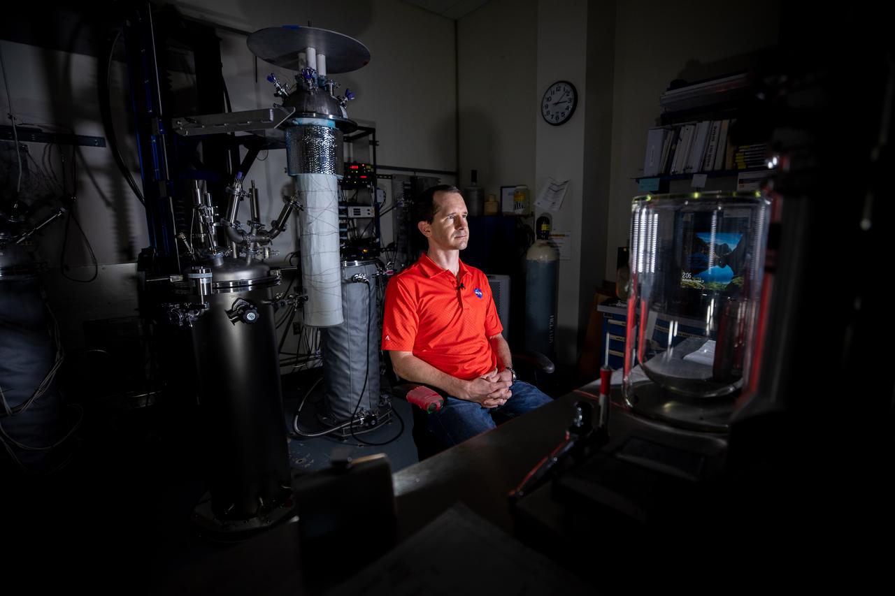 Adam Swanger, NASA engineer, is inside the Cryogenics Test Laboratory at NASA’s Kennedy Space Center in Florida on Oct. 21, 2020. Established in 2000, the Cryogenics Test Laboratory provides a one-of-a kind capability for research, development and application of cross-cutting technologies to meet the needs of industry and government. The test lab provides cryogenic expertise, experimental testing, technical standards development, prototype construction and practical problem-solving for technology development with research institutions and commercial partners.