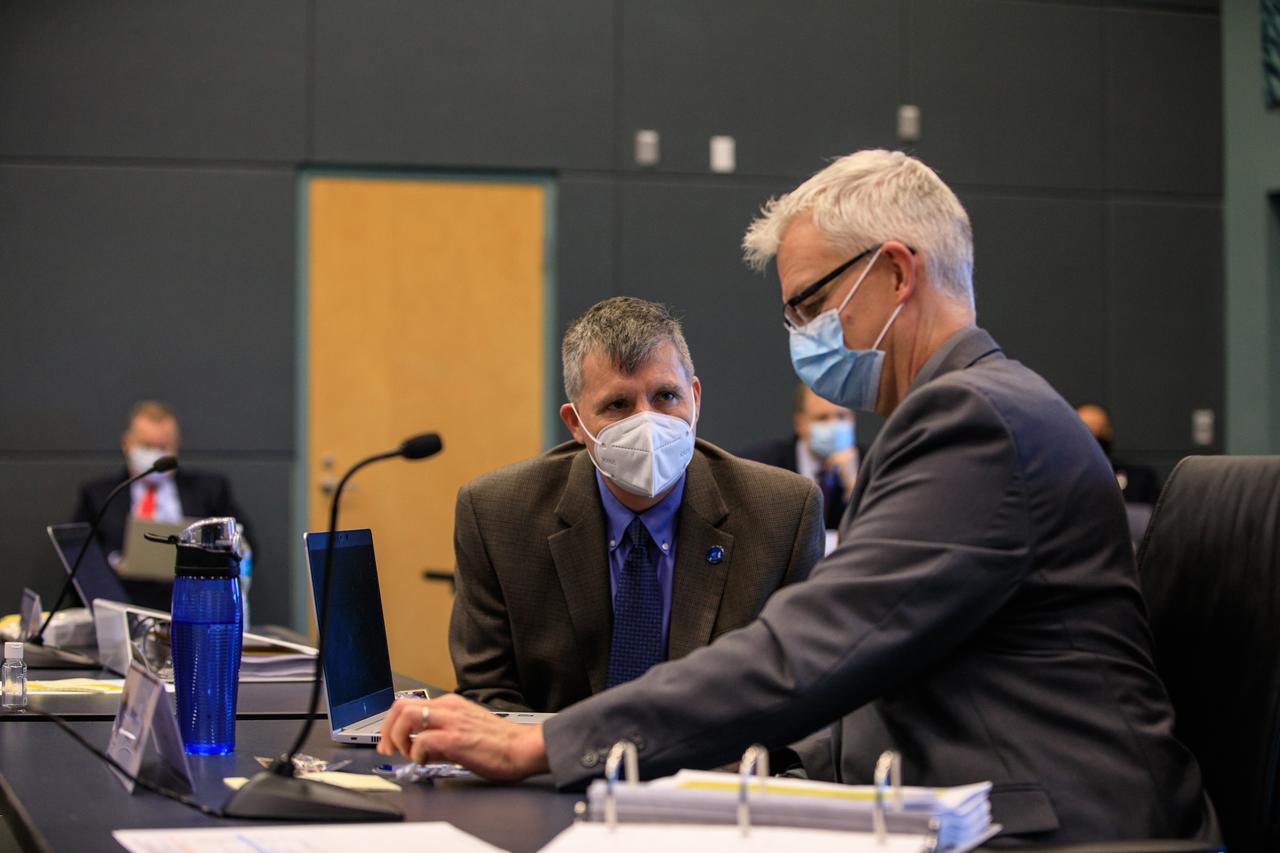 NASA and SpaceX leadership participate in a Flight Readiness Review (FRR) for the agency’s SpaceX Crew-1 mission at NASA’s Kennedy Space Center in Florida on Nov. 9, 2020. The FRR focuses on the preparedness of SpaceX’s crew transportation system, the International Space Station, and its international partners to support the flight, and the certification of flight readiness. Crew-1 is the first regular crew mission of a U.S. commercial spacecraft with astronauts to the International Space Station as part of NASA’s Commercial Crew Program. The Crew Dragon Resilience capsule will launch atop a Falcon 9 rocket from Launch Complex 39A carrying NASA astronauts Michael Hopkins, Victor Glover, Shannon Walker and Japan Aerospace Exploration Agency (JAXA) astronaut Soichi Noguchi to the space station for a six-month science mission.