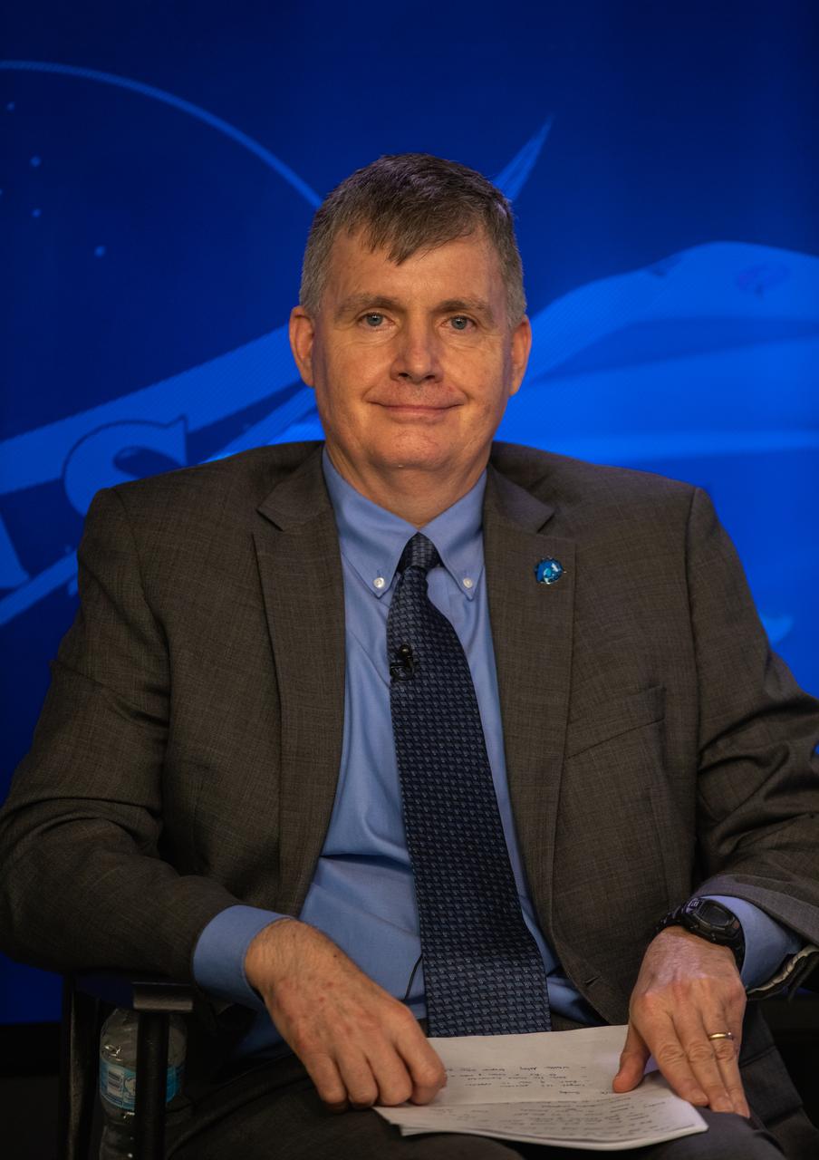 Steve Stich, manager, Commercial Crew Program, Kennedy Space Center, answers questions during a virtual prelaunch news conference Nov. 13, 2020, inside the Press Site auditorium at NASA’s Kennedy Space Center in Florida ahead of the agency’s SpaceX Crew-1 launch. Crew-1 is the first regular crew mission of a U.S. commercial spacecraft with astronauts to the International Space Station as part of NASA’s Commercial Crew Program. The SpaceX Crew Dragon Resilience capsule will launch atop the company’s Falcon 9 rocket from Launch Complex 39A to the space station for a six-month science mission.