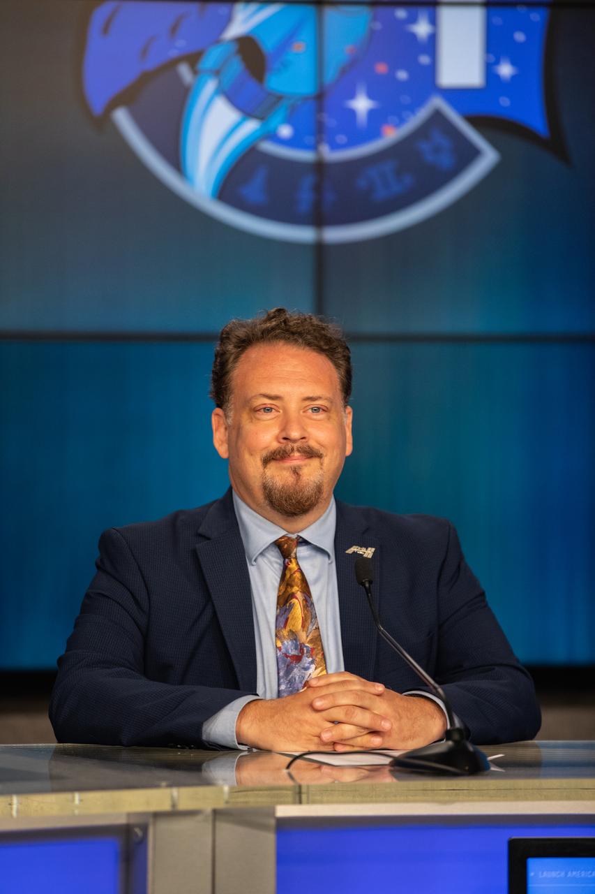Kirt Costello, chief scientist, International Space Station Program, Johnson Space Center, answers questions during a virtual prelaunch news conference Nov. 13, 2020, inside the Press Site auditorium at NASA’s Kennedy Space Center in Florida ahead of the agency’s SpaceX Crew-1 launch. Crew-1 is the first regular crew mission of a U.S. commercial spacecraft with astronauts to the International Space Station as part of NASA’s Commercial Crew Program. The SpaceX Crew Dragon Resilience capsule will launch atop the company’s Falcon 9 rocket from Launch Complex 39A to the space station for a six-month science mission.