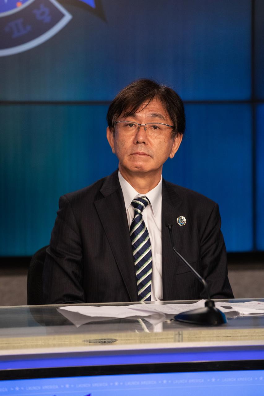 Hiroshi Sasaki, vice president and director general, JAXA’s Human Spaceflight Technology Directorate, answers questions from members of the news media during a postlaunch news conference for NASA’s SpaceX Crew-1 mission on Nov. 15, 2020, at Kennedy Space Center in Florida. Liftoff time on a Falcon 9 rocket was at 7:27 p.m. EST. The Crew Dragon is carrying NASA astronauts Michael Hopkins, spacecraft commander; Victor Glover, pilot; Shannon Walker, mission specialist; and Japan Aerospace Exploration Agency astronaut Soichi Noguchi, mission specialist, to the International Space Station. Crew-1 is the first regular crew mission of a U.S. commercial spacecraft with astronauts to the space station as part of NASA’s Commercial Crew Program. The Crew Dragon will dock with the station and the crew will remain on the orbiting laboratory for a six-month science mission.
