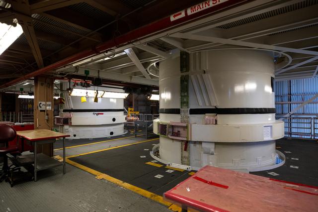 NASA image: SLS Booster Segments in RPSF and Surge Facility