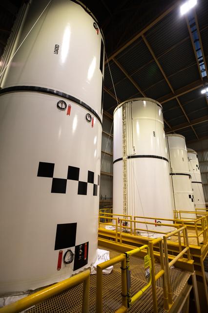 NASA image: SLS Booster Segments in RPSF and Surge Facility