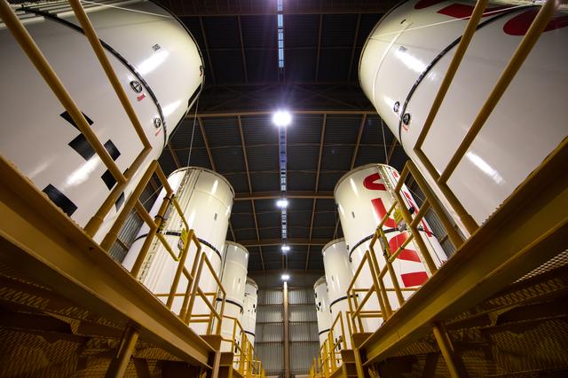 NASA image: SLS Booster Segments in RPSF and Surge Facility