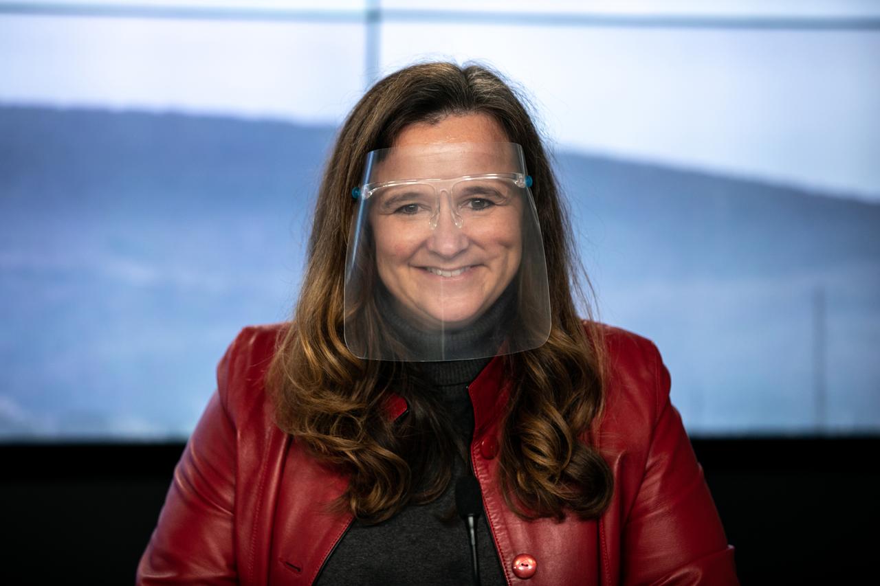 Karen St. Germain, director of NASA’s Earth Science Division, participates in a science briefing for the Sentinel-6 Michael Freilich mission at Vandenberg Air Force Base in California on Nov. 20, 2020. The Sentinel-6/Jason-CS (Continuity of Service) mission consists of the Sentinel-6 Michael Freilich satellite, which will be followed by its twin, the Sentinel-6B satellite, in 2025. The Sentinel-6/Jason-CS mission is part of Copernicus, the European Union’s Earth observation program, managed by the European Commission. Continuing the legacy of the Jason series missions, Sentinel-6/Jason-CS will extend the records of sea level into their fourth decade, collecting accurate measurements of sea surface height for more than 90% of the world’s seas, and providing crucial information for operational oceanography, marine meteorology, and climate studies. Sentinel-6 Michael Freilich launched Nov. 21, 2020, at 9:17 PST (12:17 EST). NASA’s Launch Services Program at Kennedy Space Center was responsible for launch management.