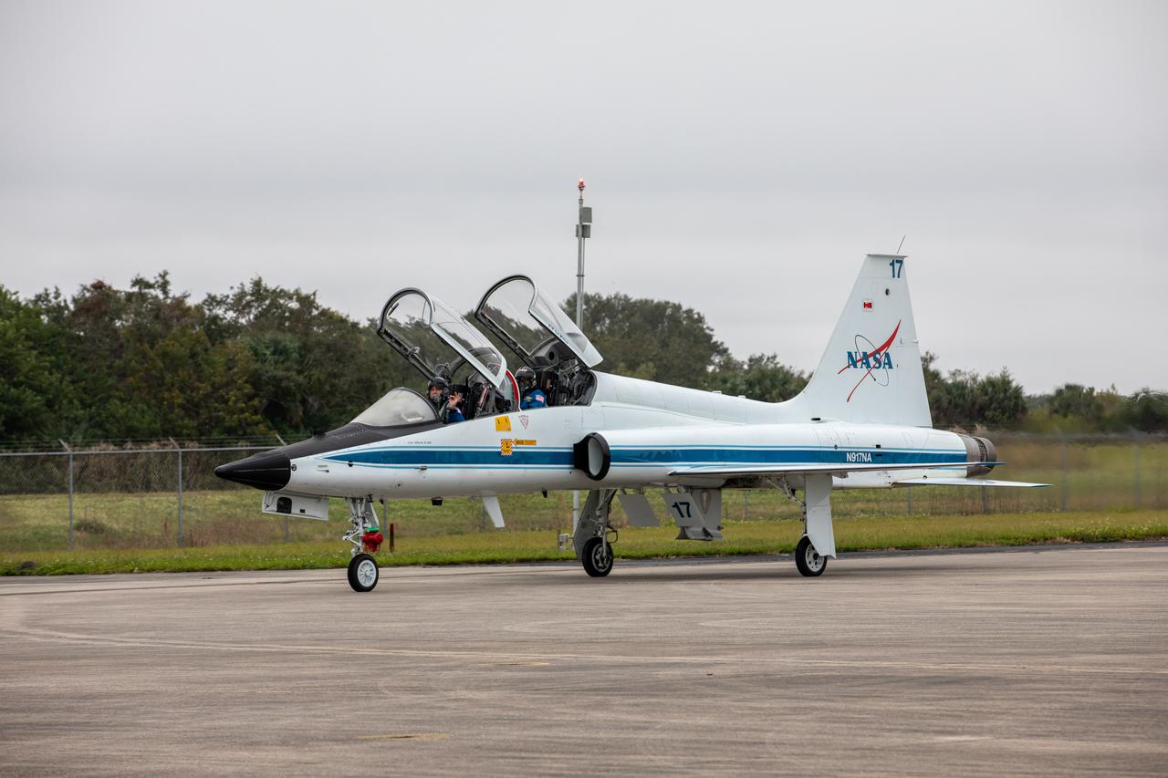 NASA astronauts Barry “Butch” Wilmore and Sunita "Suni" Williams arrive aboard T-38 jet aircraft at the Launch and Landing Facility at Kennedy Space Center in Florida on Dec. 17, 2020. The astronauts are at Kennedy to prepare for their flights on Boeing’s CST-100 Starliner. Wilmore and Williams will command the Crew Flight Test and the Starliner-1 mission, respectively. The crew members will fly to the International Space Station as part of the agency’s Commercial Crew Program.