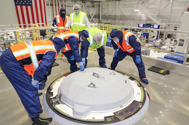 NASA image: OFT-2 Entry Cover Center Hatch Installation