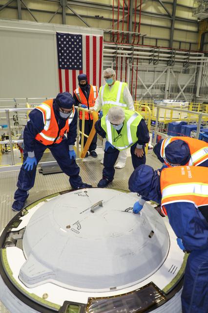 NASA image: OFT-2 Entry Cover Center Hatch Installation