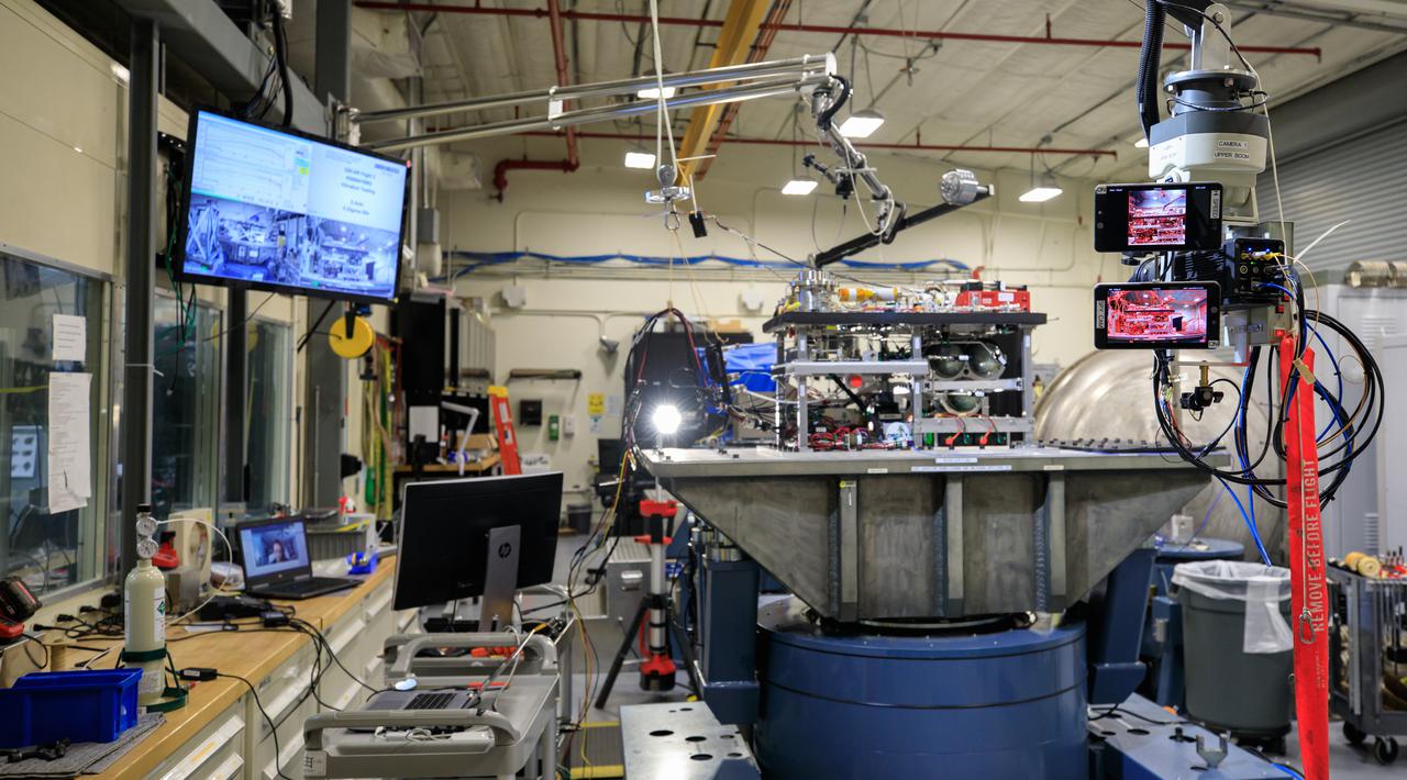 NASA’s Orbital Syngas Commodity Augmentation Reactor, or OSCAR, undergoes vibration testing inside the Vibration Test Lab at the agency’s Kennedy Space Center in Florida on Jan. 14, 2021. The tests are part of ongoing preparation for a scheduled suborbital flight test later this year. Beginning as an Early Career Initiative project, OSCAR studies technology to convert trash and human waste into useful gasses such as methane, hydrogen, and carbon dioxide. By processing small pieces of trash in a high-temperature reactor, OSCAR would reduce the amount of space needed for waste storage within a spacecraft, turn some waste into gasses that have energy storage and life support applications, and ensure waste is no longer biologically active.
