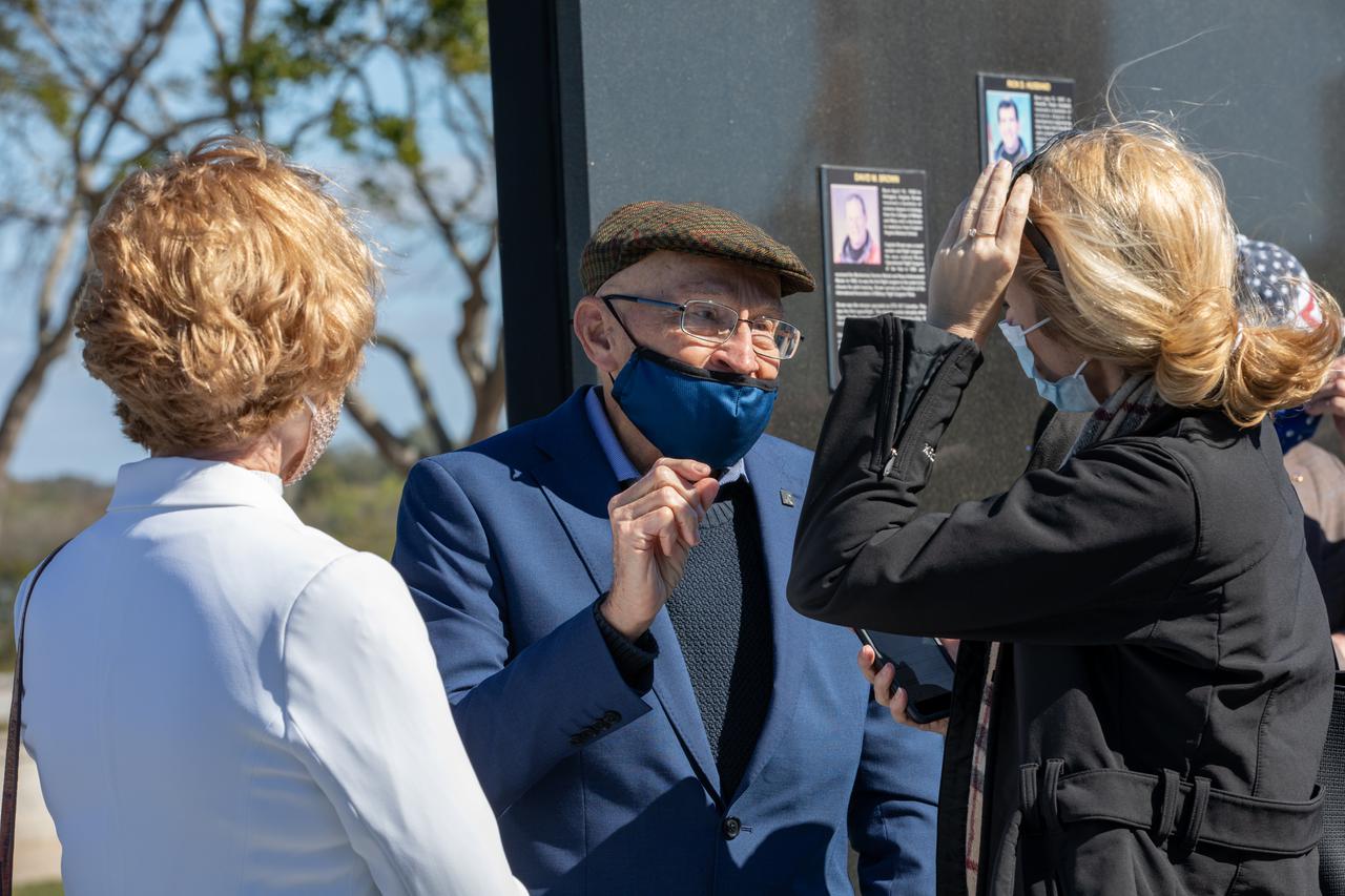 The crews of Apollo 1 and space shuttles Challenger and Columbia, as well as other fallen astronauts who lost their lives in the name of space exploration and discovery, are honored by NASA Kennedy Space Center employees and guests with a ceremony at the Kennedy Visitor Complex’s Space Mirror Memorial on Jan. 28, 2021. The date marked the 35th anniversary of the Challenger tragedy. NASA centers throughout the country participate in the agency’s annual Day of Remembrance memorial event.