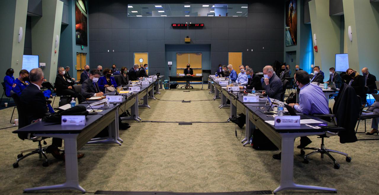 NASA’s SpaceX Crew-2 Flight Readiness Review takes place at NASA’s Kennedy Space Center on April 15, 2021. Crew-2 is targeted to launch from the Florida Spaceport’s Launch Complex 39A on April 22 at 6:11 a.m. EDT. NASA astronauts Shane Kimbrough and  Megan McArthur, JAXA astronaut Akihiko Hoshide, and ESA astronaut Thomas Pesquet will fly to the International Space Station aboard SpaceX’s Crew Dragon Endeavour, powered by the company’s Falcon 9 rocket.