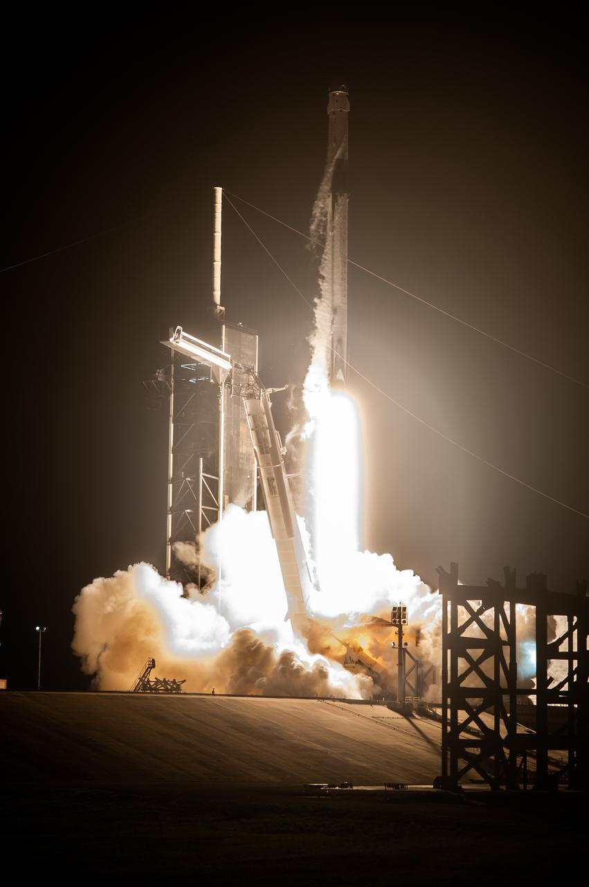 Live launch coverage of NASA’s SpaceX Crew-2 mission, beginning with astronaut suit-up inside the iconic Neil Armstrong Operations and Checkout building and continuing through launch from Kennedy Space Center’s Launch Complex 39A in Florida. The SpaceX Crew Dragon, Endeavour, launched at 5:49 a.m. EDT Friday, April 23, on a Falcon 9 rocket, carrying Crew Dragon Commander Shane Kimbrough, Pilot Megan McArthur, and Mission Specialists Thomas Pesquet and Akihiko Hoshide. Endeavour is scheduled to dock to the International Space Station at 5:10 a.m. EDT Apr. 24.