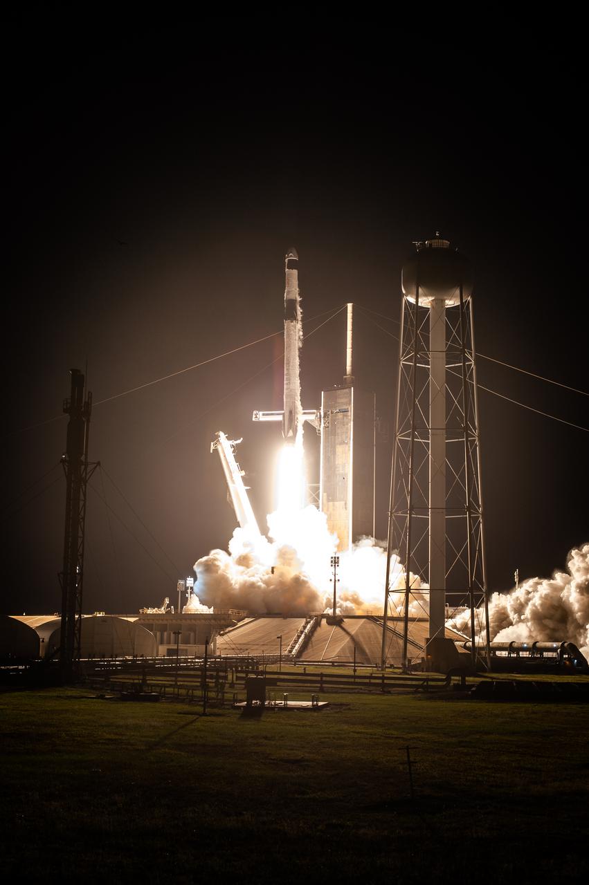 A SpaceX Falcon 9 rocket lifts off at 5:49 a.m. EDT from Launch Complex 39A at NASA’s Kennedy Space Center in Florida on April 23, 2021, carrying the company’s Crew Dragon Endeavour. Onboard the capsule are NASA astronaut Shane Kimbrough, spacecraft commander; NASA astronaut Megan McArthur, pilot; ESA astronaut Thomas Pesquet, mission specialist; and JAXA astronaut Akihiko Hoshide, mission specialist. NASA’s SpaceX Crew-2 mission crew will dock to Harmony module’s forward-facing international docking adapter of the International Space Station Saturday, April 24, at 5:10 a.m.