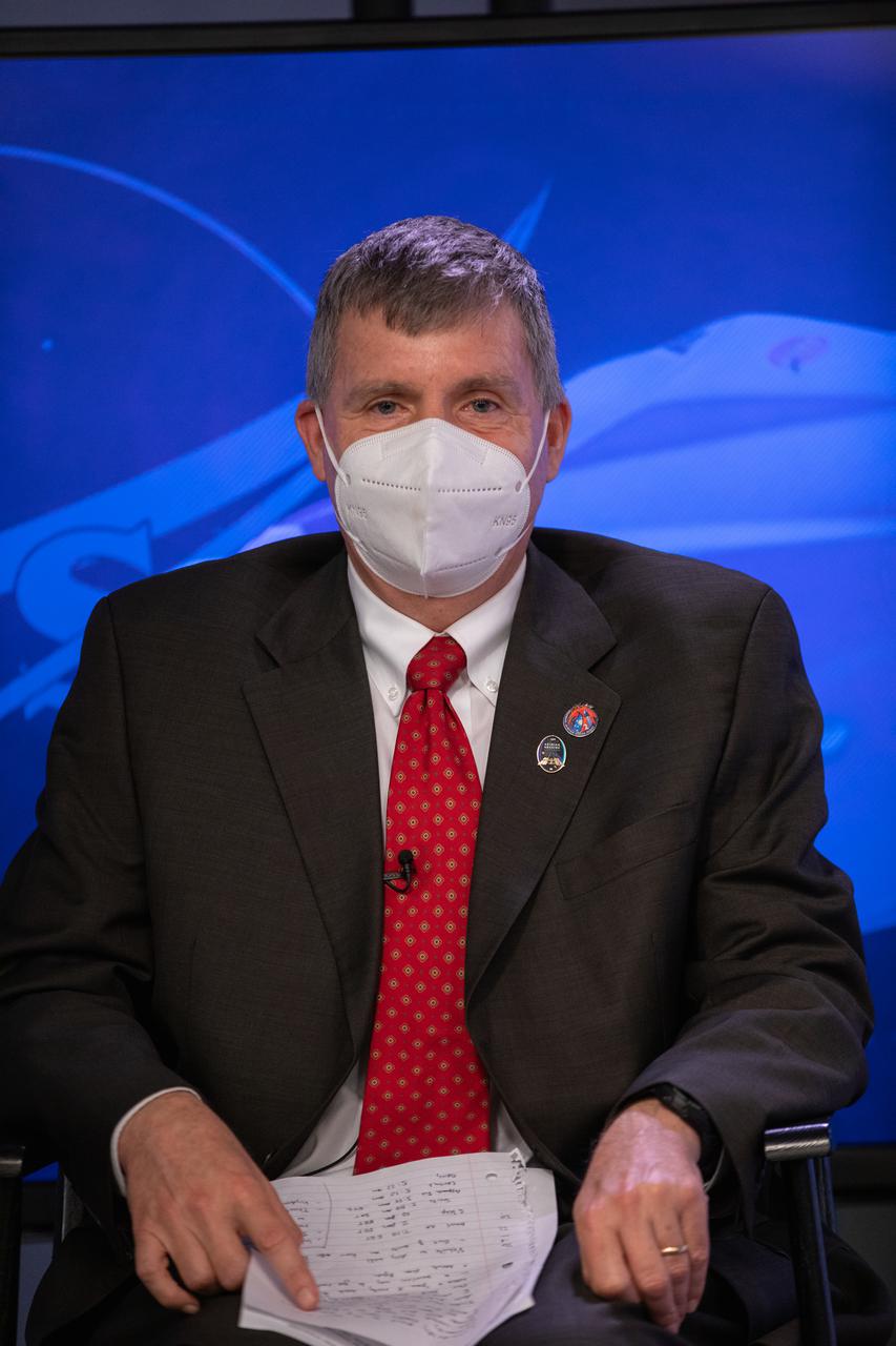 Steve Stich, manager, Commercial Crew Program, NASA’s Kennedy Space Center, participates in a postlaunch news conference for NASA’s SpaceX Crew-2 mission on April 23, 2021, at Kennedy Space Center in Florida. Liftoff time on a Falcon 9 rocket was at 5:49 p.m. EDT. Crew Dragon Endeavour is carrying NASA astronaut Shane Kimbrough, spacecraft commander; NASA astronaut Megan McArthur, pilot; ESA astronaut Thomas Pesquet, mission specialist; and JAXA astronaut Akihiko Hoshide, mission specialist, to the International Space Station. Crew-2 is the second regular crew mission of a U.S. commercial spacecraft with astronauts to the space station as part of NASA’s Commercial Crew Program. Endeavour will dock with the station and the crew will remain on the orbiting laboratory for a six-month science mission.