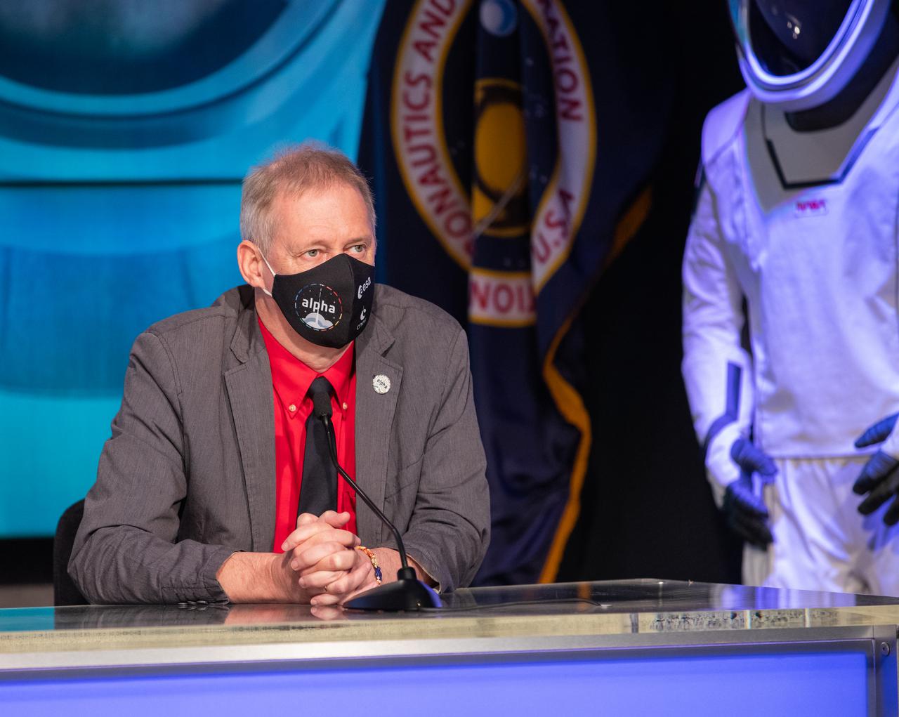 Frank de Winne, manager, International Space Station Program, ESA, participates in a postlaunch news conference for NASA’s SpaceX Crew-2 mission on April 23, 2021, at Kennedy Space Center in Florida. Liftoff time on a Falcon 9 rocket was at 5:49 p.m. EDT. Crew Dragon Endeavour is carrying NASA astronaut Shane Kimbrough, spacecraft commander; NASA astronaut Megan McArthur, pilot; ESA astronaut Thomas Pesquet, mission specialist; and JAXA astronaut Akihiko Hoshide, mission specialist, to the International Space Station. Crew-2 is the second regular crew mission of a U.S. commercial spacecraft with astronauts to the space station as part of NASA’s Commercial Crew Program. Endeavour will dock with the station and the crew will remain on the orbiting laboratory for a six-month science mission.